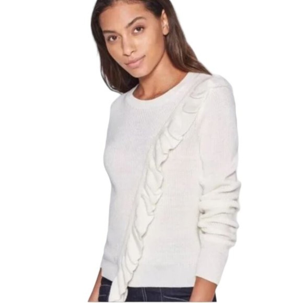Joie Sweater Wool Blend Viviana Ruffle Ivory Pullover Size Small